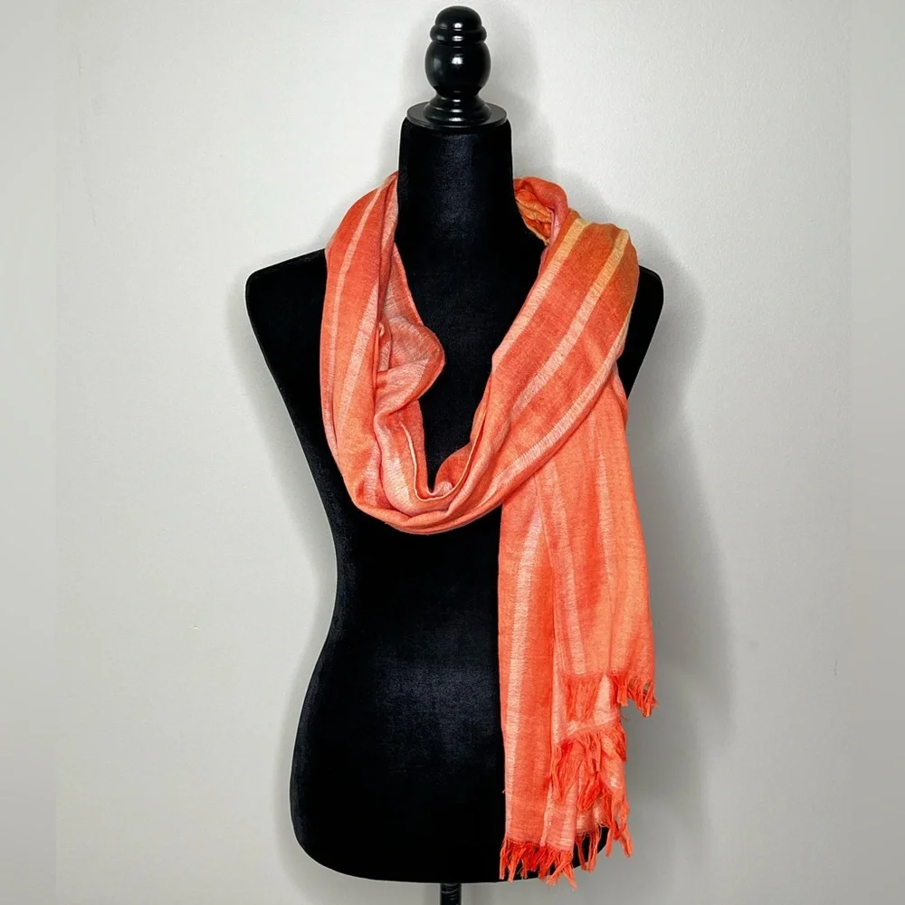 Orange Ombre Oversized Scarf Lightweight Summer Jacket Light Wrap Dress Wedding